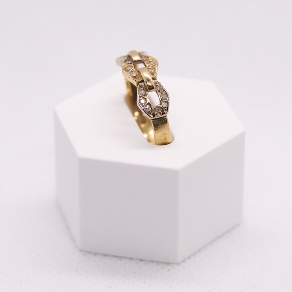 Vintage 19k Two-Tone Solid Gold Ring Portuguese Solid Gold (800 Purity) Size 6.5 - Picture 5 of 9